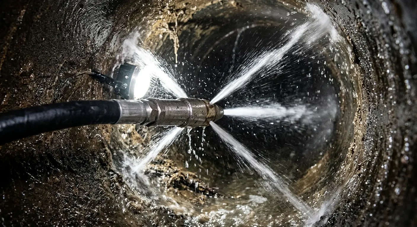 High-pressure hydro jetting nozzle cleaning sewer pipe for Storm Drain Cleaning in Marion